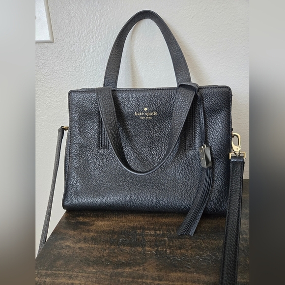 Kate Spade Grey Street Dominque Black Satchel with Gold Accents - Picture 3 of 12